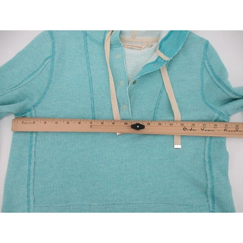 Soft Surroundings Womens Hoodie Small Cotton Blend Drawstring Pullover Casual